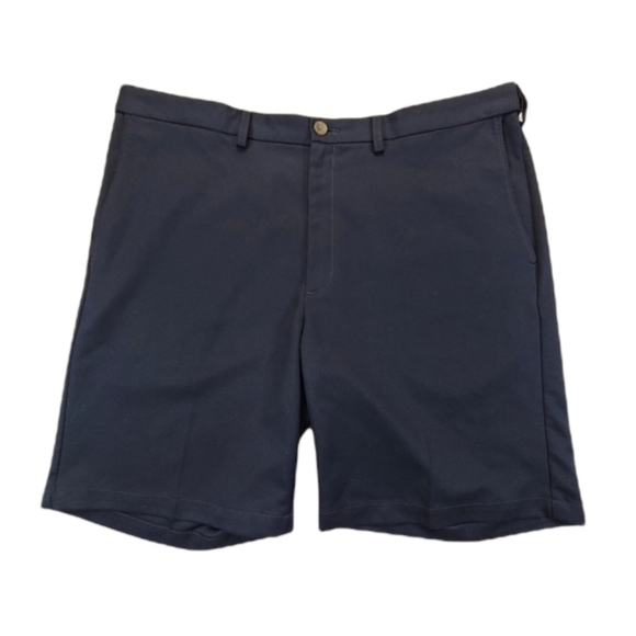 Haggar Flat Front Expandable Waist Shorts Navy Blue, Size 42 - Picture 1 of 16